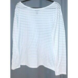 Gap Women's White Striped Long Sleeve Shirt Partially Sheer | Size XL